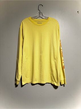 Carhartt Yellow Long-Sleeve Crewneck Tee with Sleeve Graphic